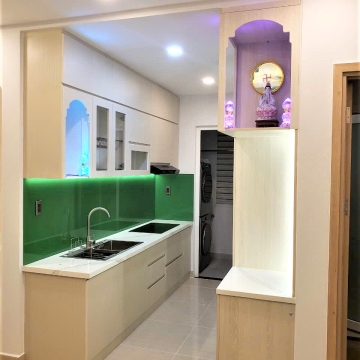 BẾP THÙNG NHỰA ĐẶC RUỘT + CÁNH NHỰA MELAMINE VÂN GỖ 